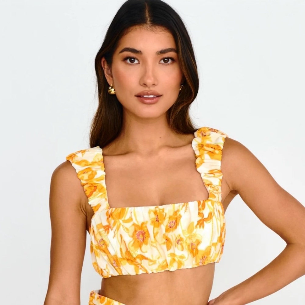 Floral Yellow Crop Top
